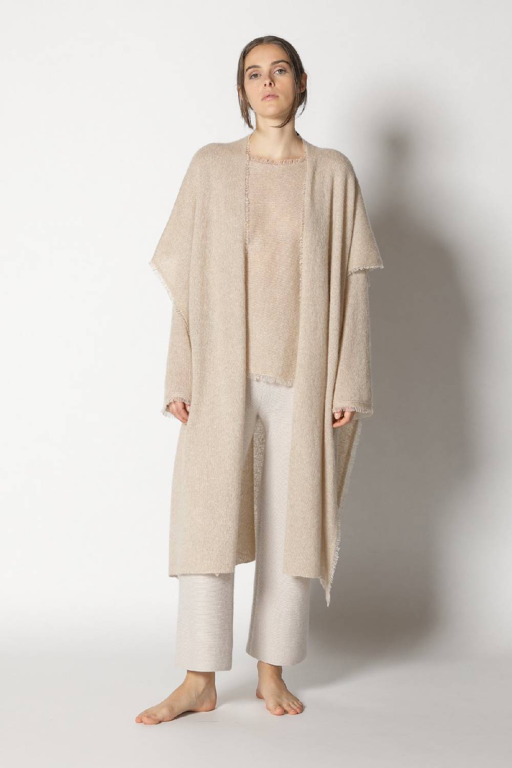 Sminfinity fluffy fringe boatneck + fluffy fringe cape + garter cropped pants Cyber Monday