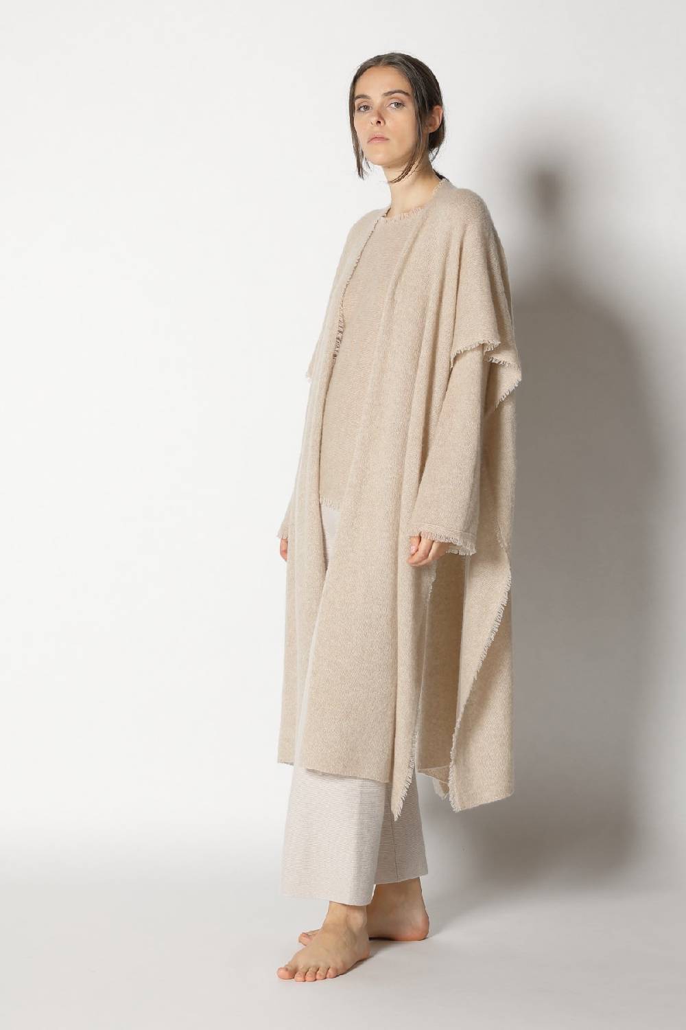 Sminfinity fluffy fringe boatneck + fluffy fringe cape + garter cropped pants Cyber Monday