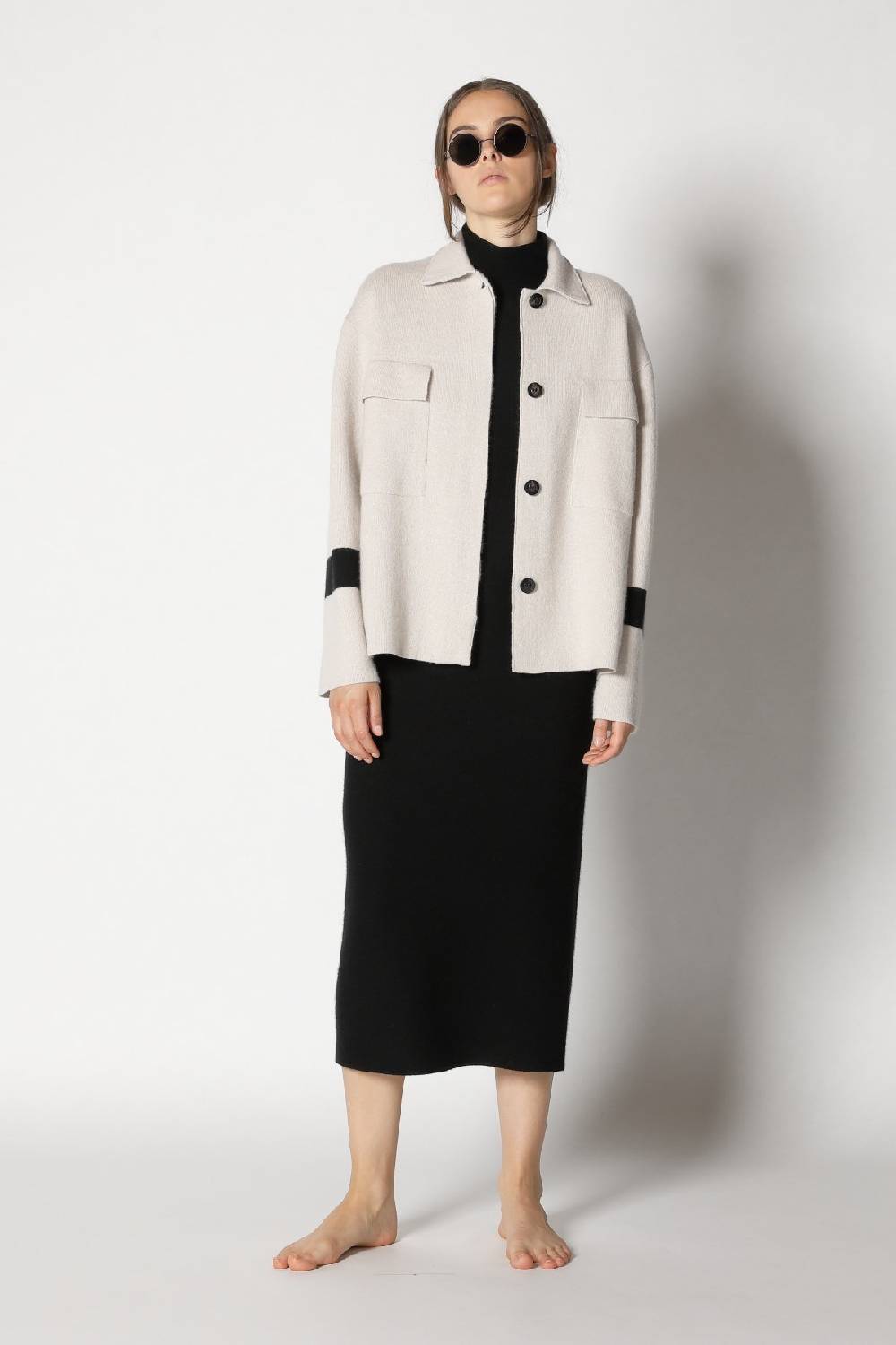 Sminfinity doubleface striped shirtjacket + garter maxi dress Lagerräumung