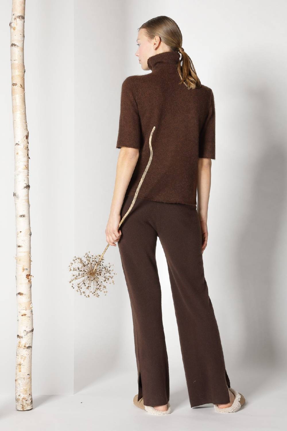 Sminfinity fluffy 1 Ply turtleneck + pure slitted pants Blitzverkäufe