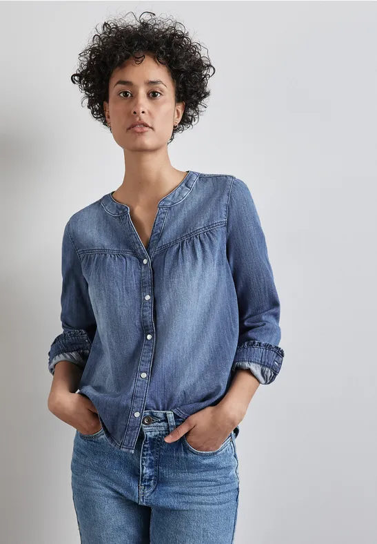 Street One Jeans-Bluse mit Rüschen Großer Ausverkauf