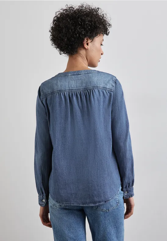 Street One Jeans-Bluse mit Rüschen Großer Ausverkauf
