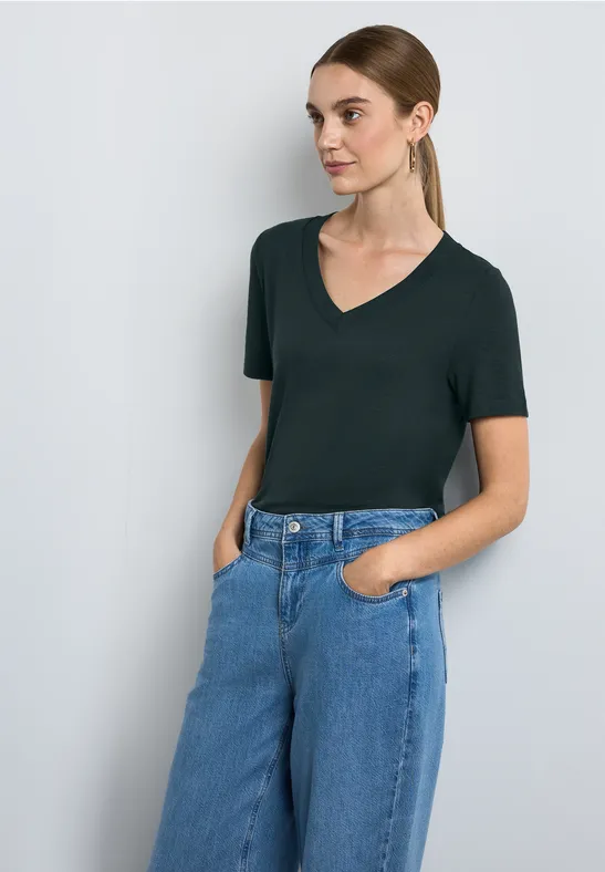 Street One T-Shirt mit V-Ausschnitt Großer Ausverkauf