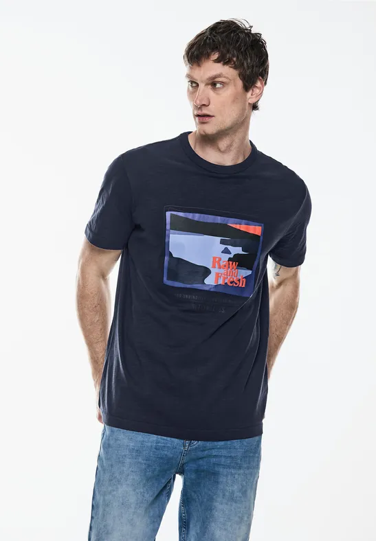 Street One Slub T-Shirt mit Print Tägliche Deals