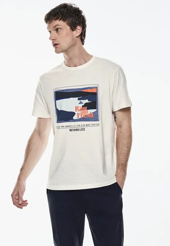 Street One Slub T-Shirt mit Print Begrenzte Freigabe