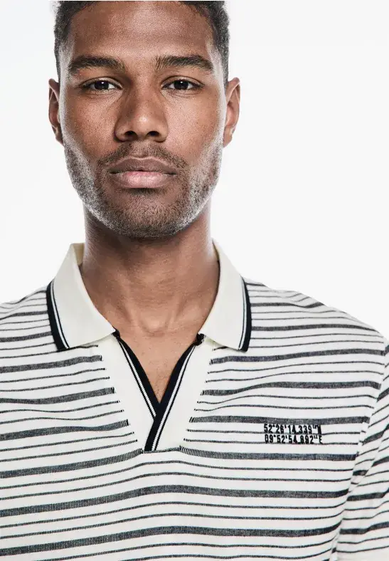 Street One Streifen Struktur Poloshirt 50% Rabatt mit kostenlosem Versand