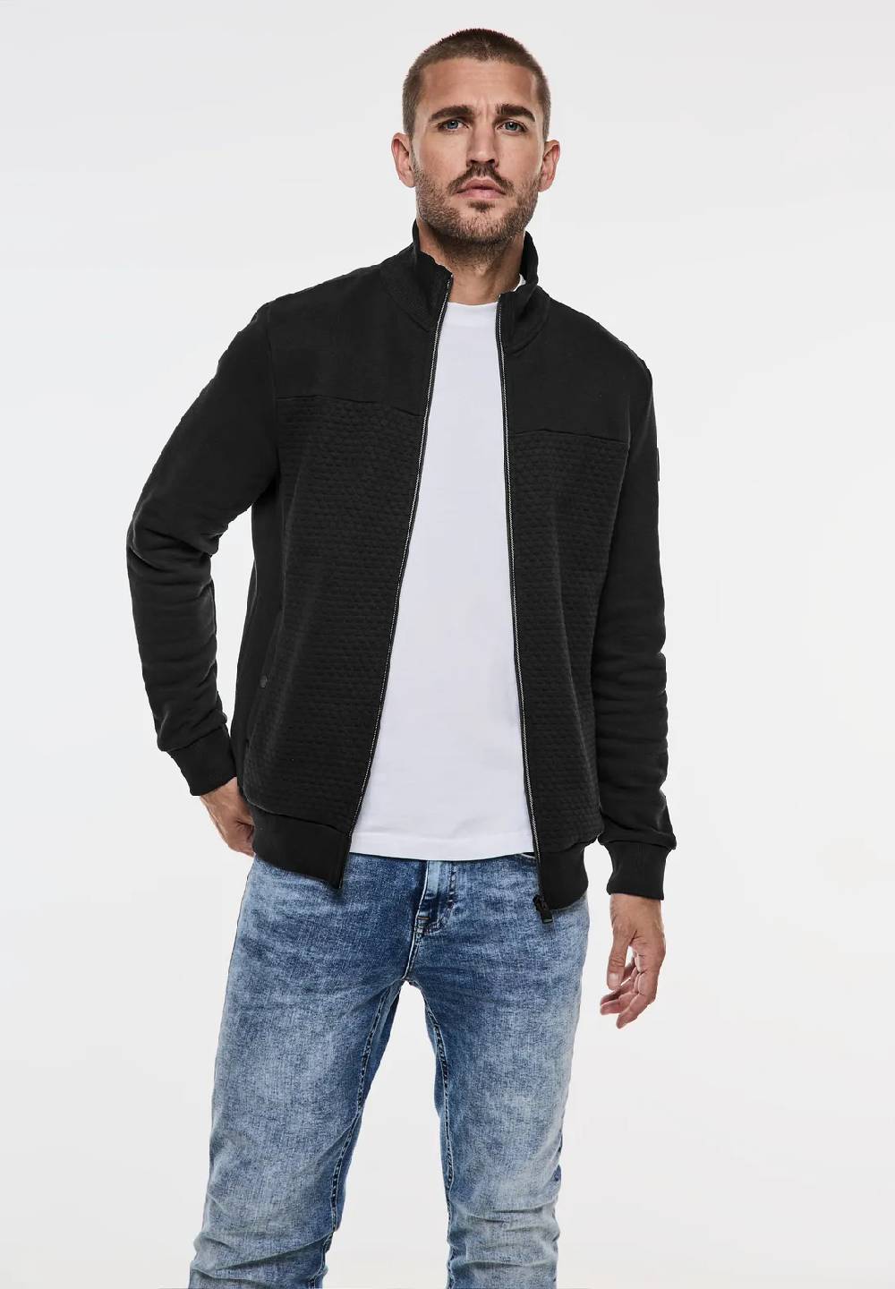 Street One Sweatjacke mit Materialmix Fabrikverkauf