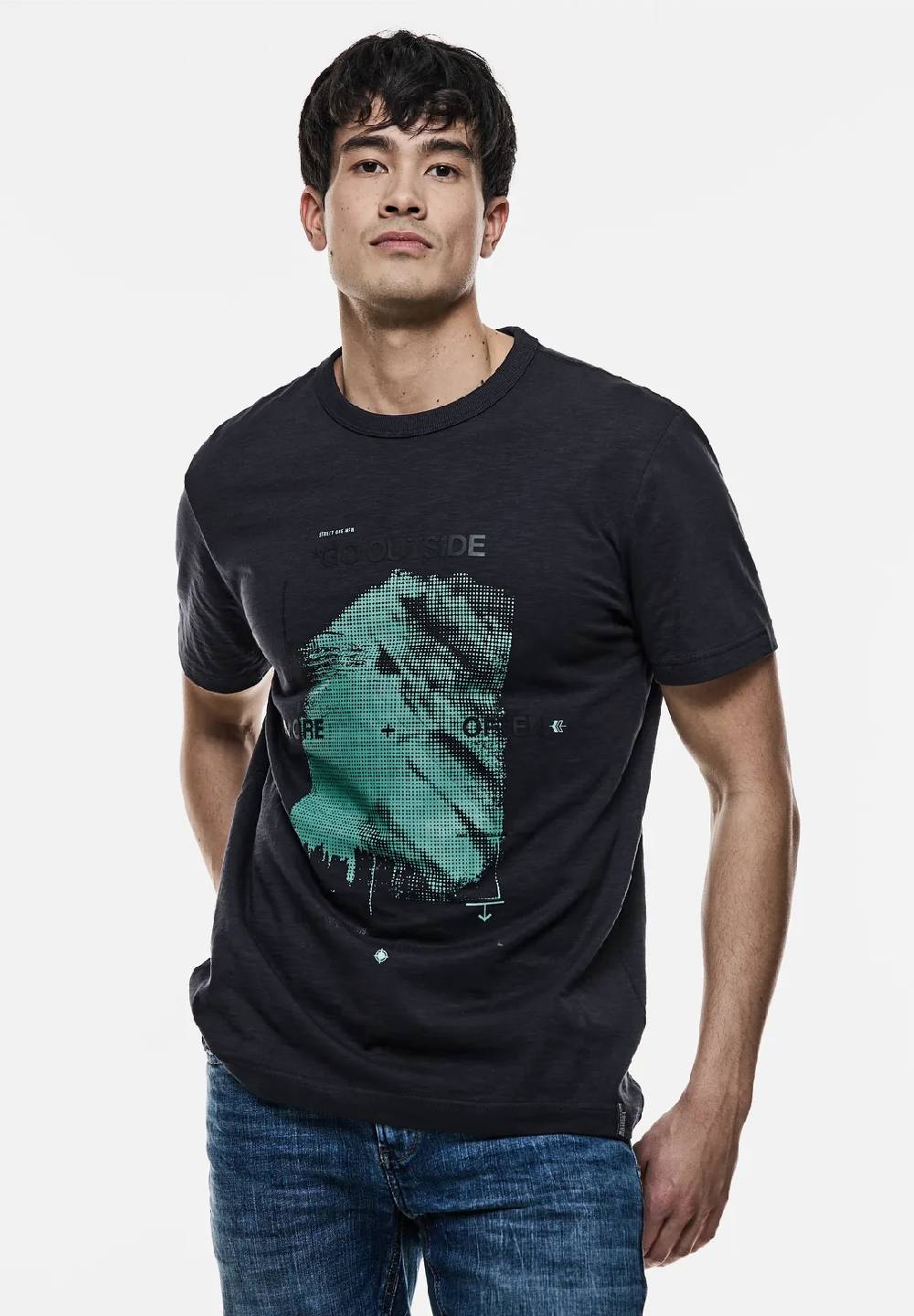Street One 3D-Print Slub T-Shirt Letzte 3 Tage