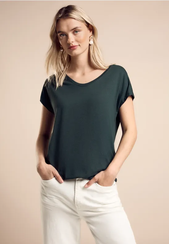 Street One T-Shirt mit Smock-Detail Kostenloser Versand international