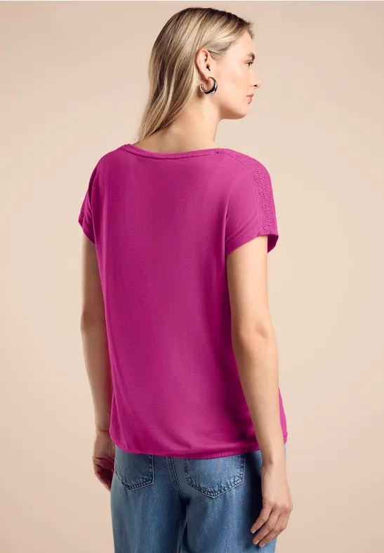 Street One T-Shirt mit Smock-Detail Black Friday Preise