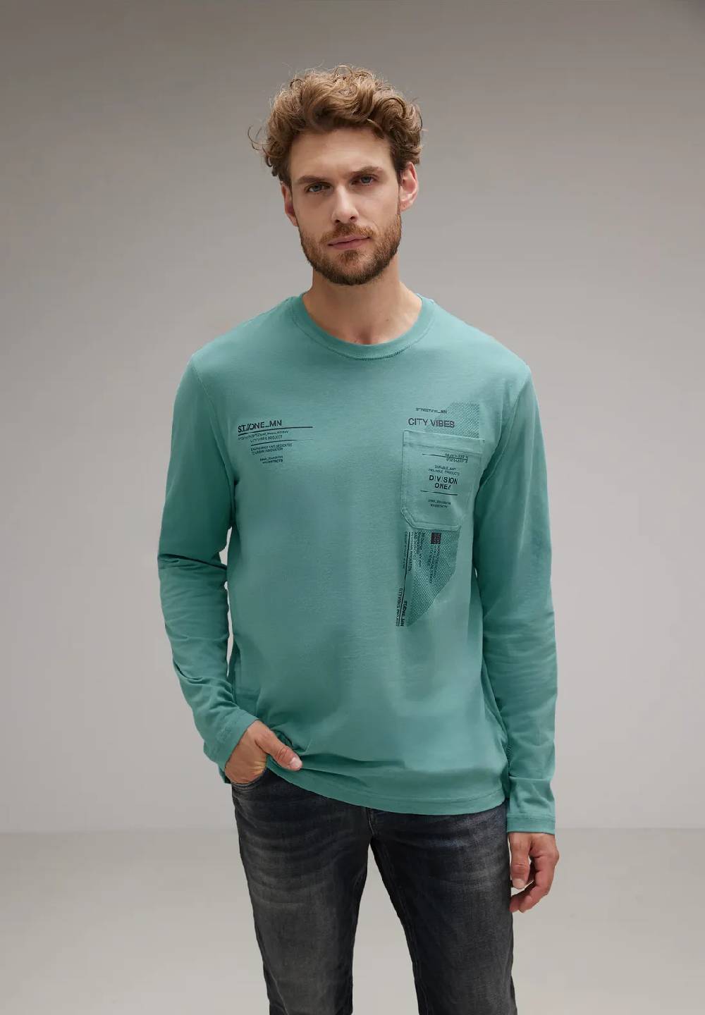 Street One Langarmshirt mit Brustprint Vierteljährliche Förderung