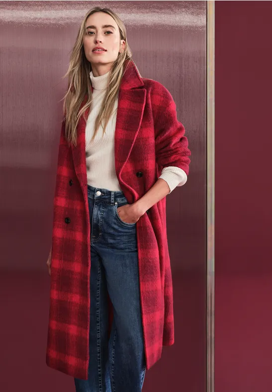 Street One Langer karierter Mantel Online Shopping