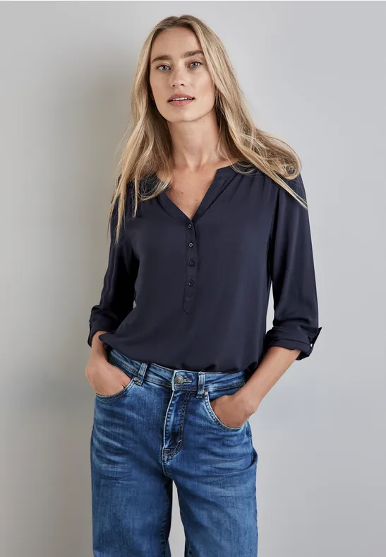 Street One Basic Bluse in Unifarbe Räumungsverkauf
