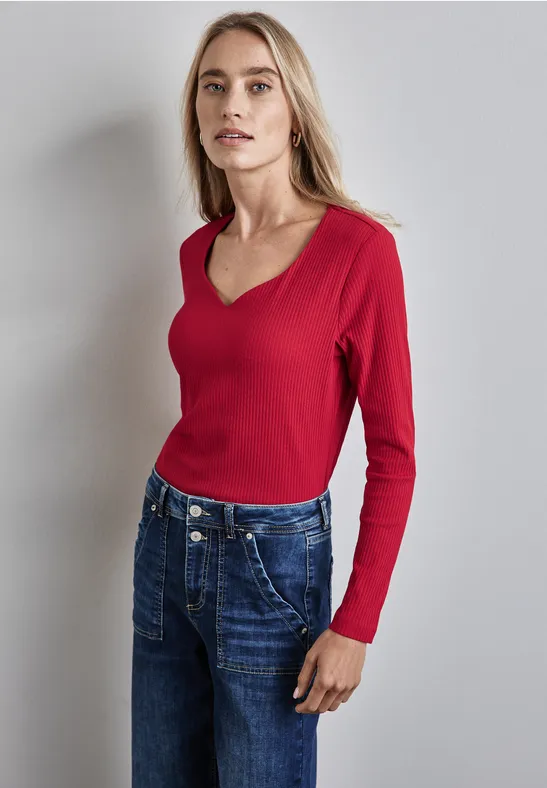 Street One Shirt mit Herzausschnitt Tägliche Deals