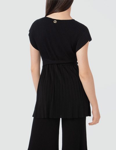 TWIN-SET Plissiertes Blusenshirt in Strick-Qualität Bis zu 55% Rabatt