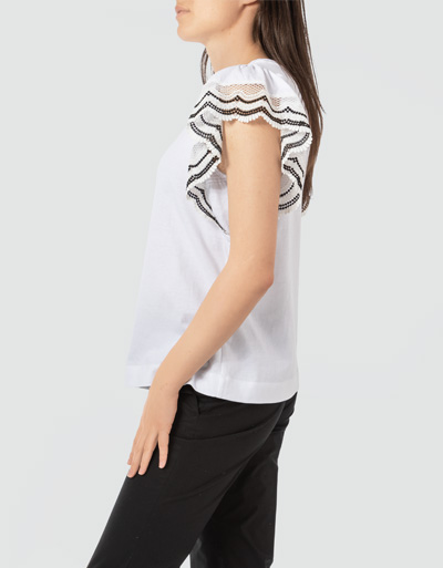 TWIN-SET Blusenshirt mit Makrameespitze 50% Rabatt mit kostenlosem Versand