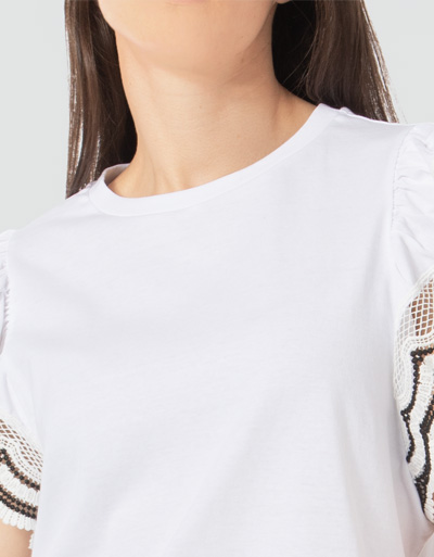 TWIN-SET Blusenshirt mit Makrameespitze 50% Rabatt mit kostenlosem Versand