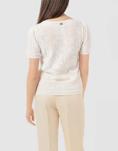 TWIN-SET Strick-Shirt mit Lochstrick-Ornament Kostenloser Versand international