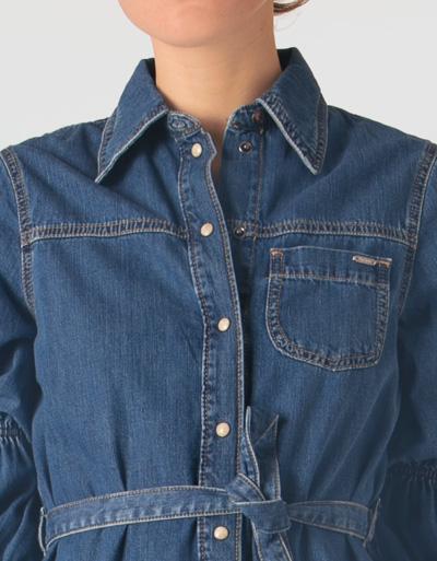 Pepe Jeans Jeanskleid mit dezenten Puff-Ärmel Großer Ausverkauf