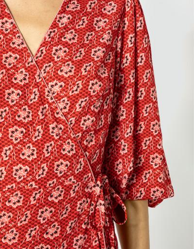 Freebird Wickelkleid mit Allover Print und Glitzergarn 50% Rabatt mit kostenlosem Versand