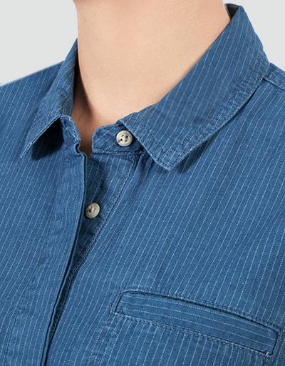 Barbour Shirtkleid in Denim-Optik mit feinen Streifen Auslauf